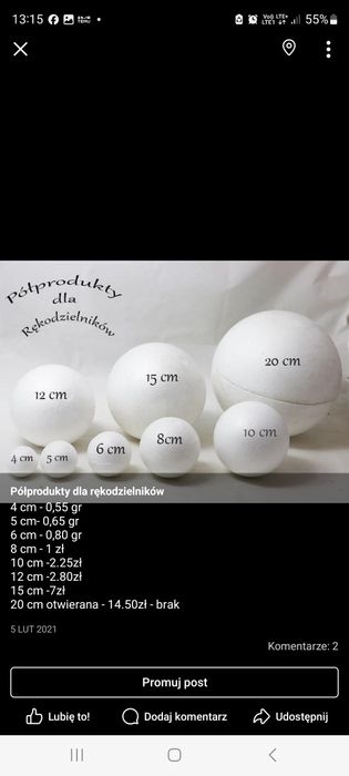 Kula styropianowa 8 cm