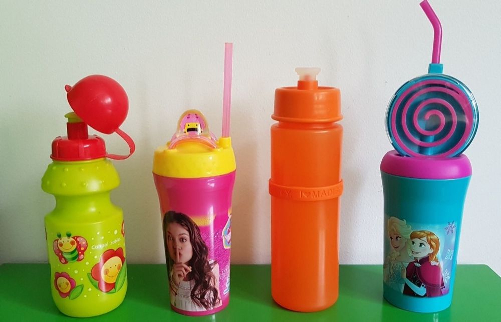 Bidon butelka z rurką kubek niekapek zestaw 4 szt.