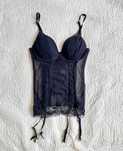 Gorset czarny push up 70 B z pasem do pończoch Atlantic