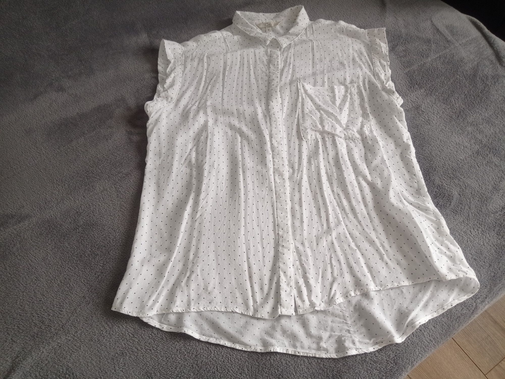 Koszula damska bluzka mgiełka biała kropeczki Clockhouse M