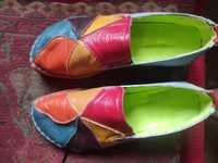 Кожаные низкие и мягкие туфли женские лоферы р.25,5 (на 39)