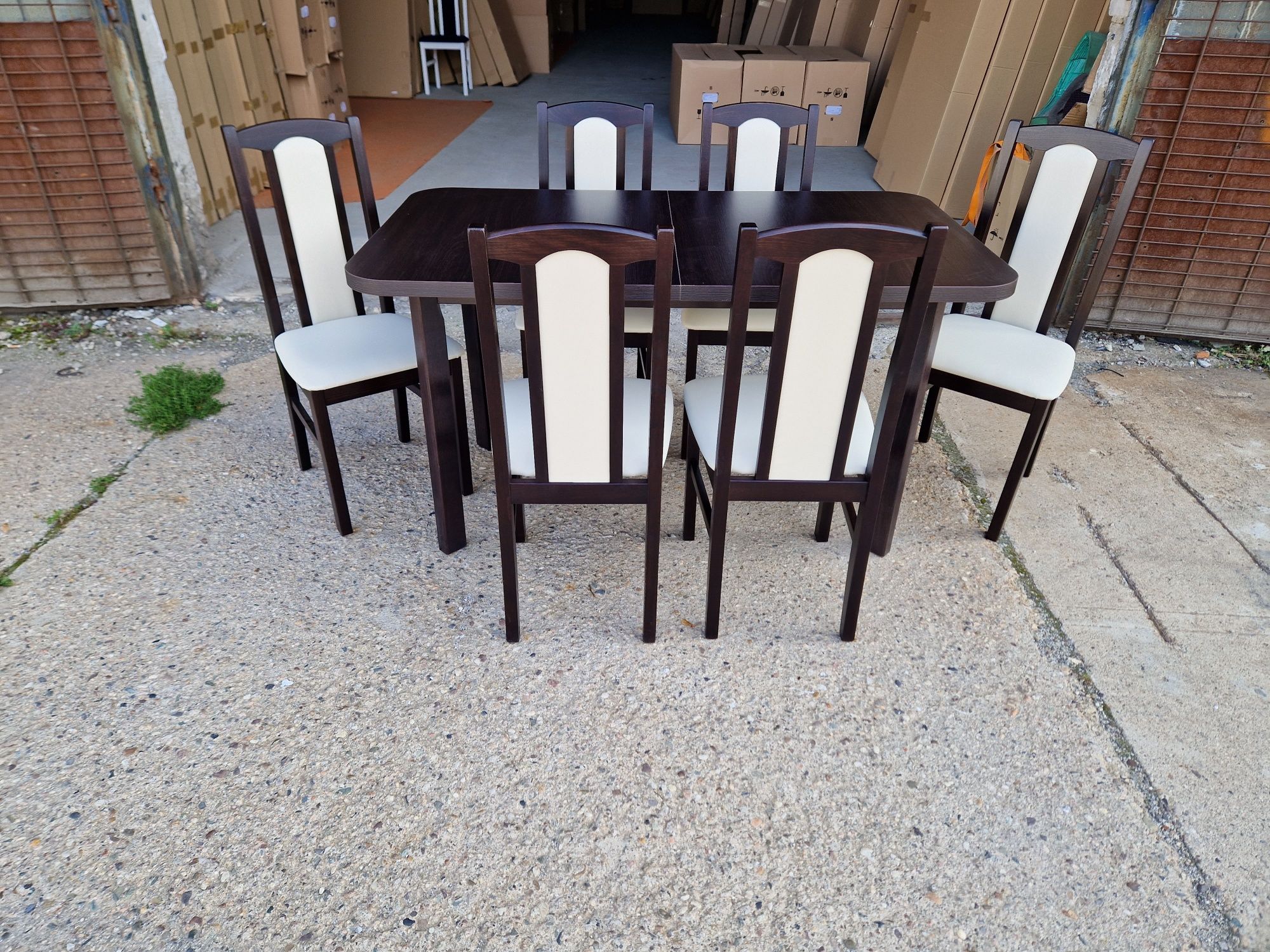 Nowe: Stół 80x140/189 + 6 krzeseł,  wenge + crem , dostawa PL