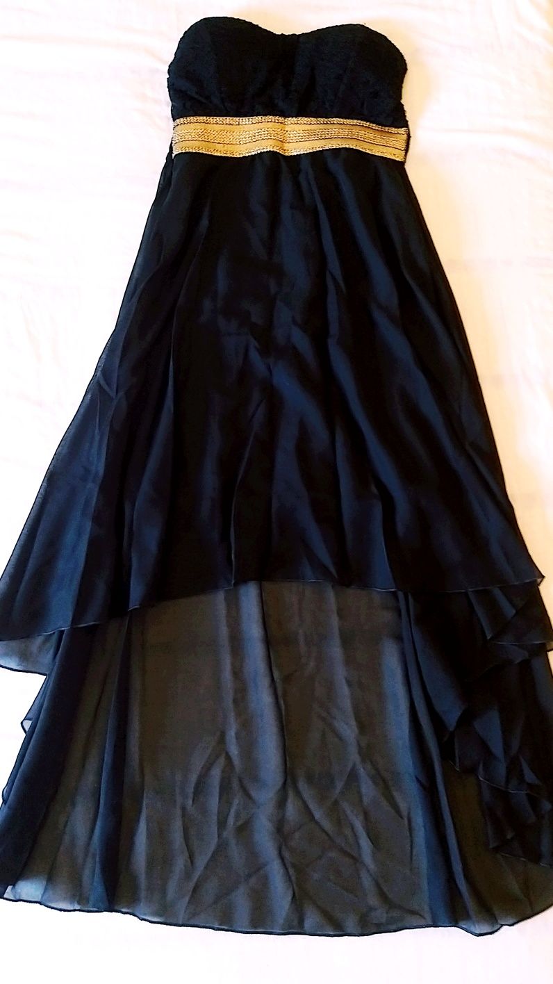 Vestido Mulher Verão Cerimónia Preto e Dourado