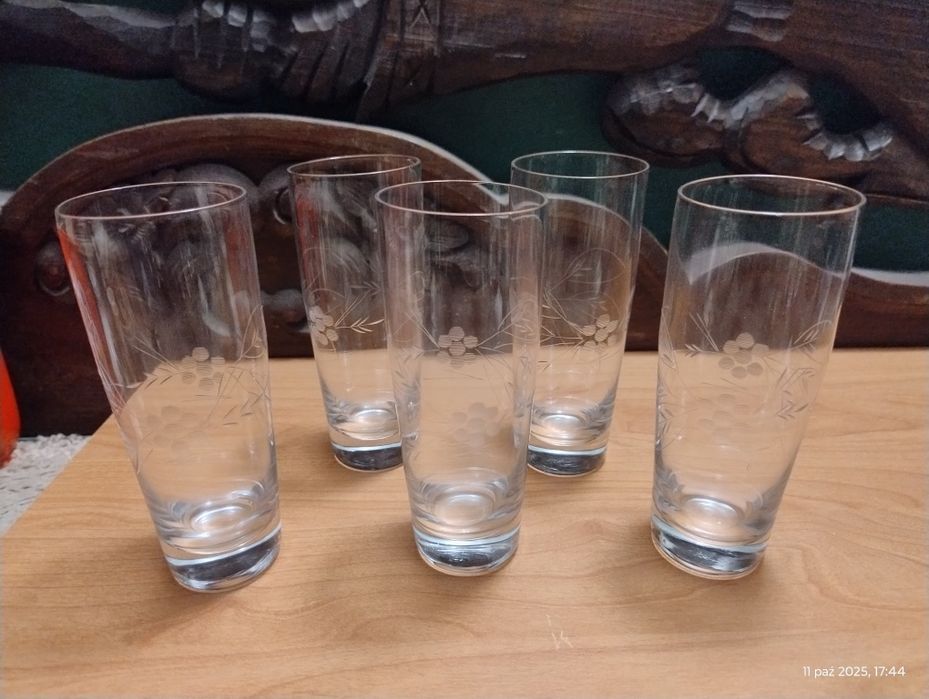 Szkło szklanki zestaw 5 sztuk PRL
