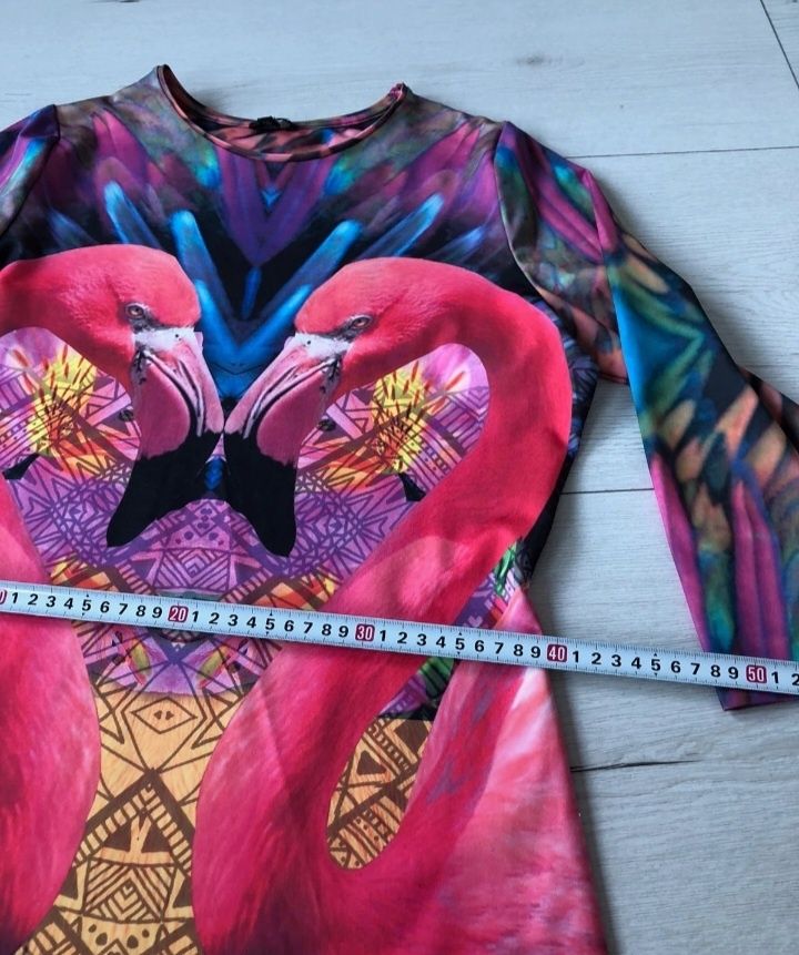 Kolorowa modna sukienka River Island  38/40 wzory flamingi