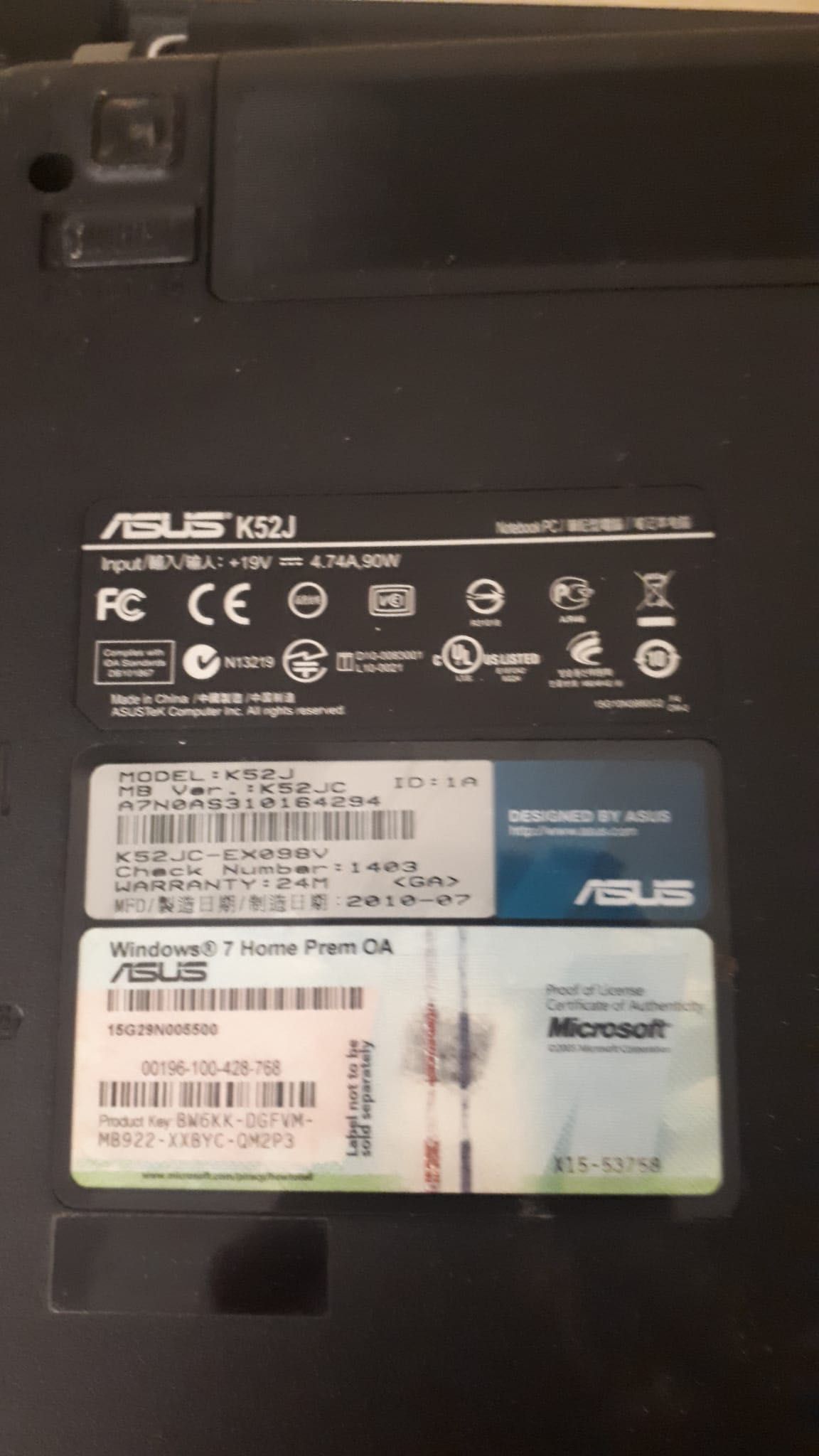 Portátil ASUS K52J USADO