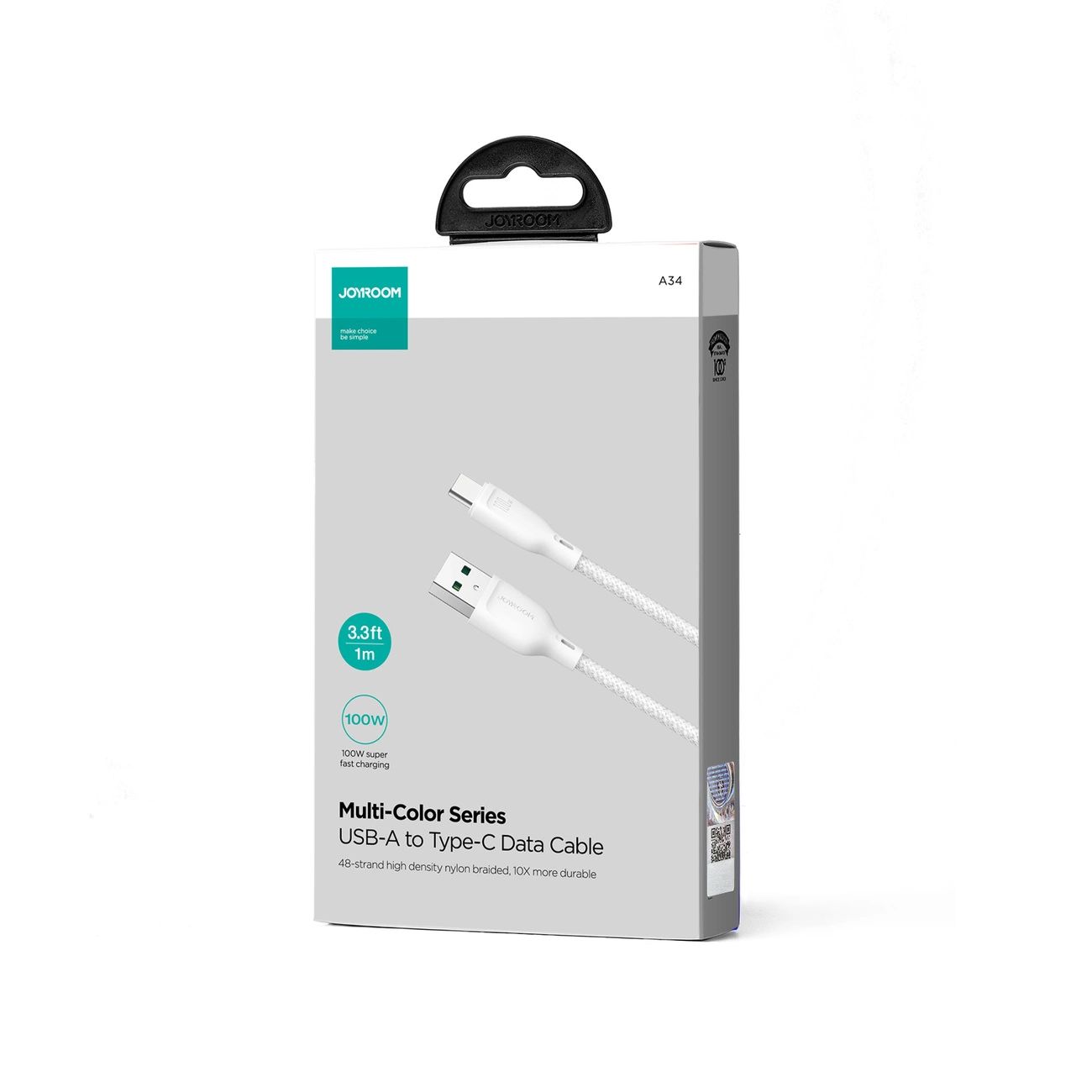 Kabel Joyroom Multi-Color Series S-A34 Usb-A / Usb-C 100W 1M - Biały