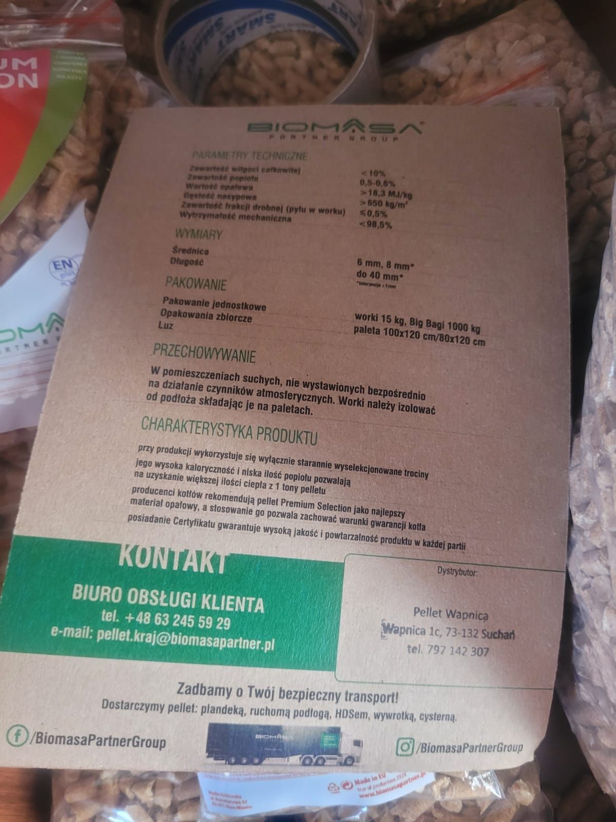 Pellet drzewny Excellent Selection  6 mm A1   975kg - dostawa gratis