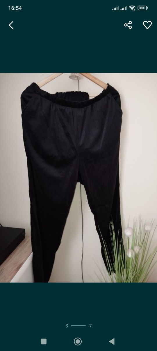 Czarna elegancka welurowa piżama damska 48-50  3XL/4XL