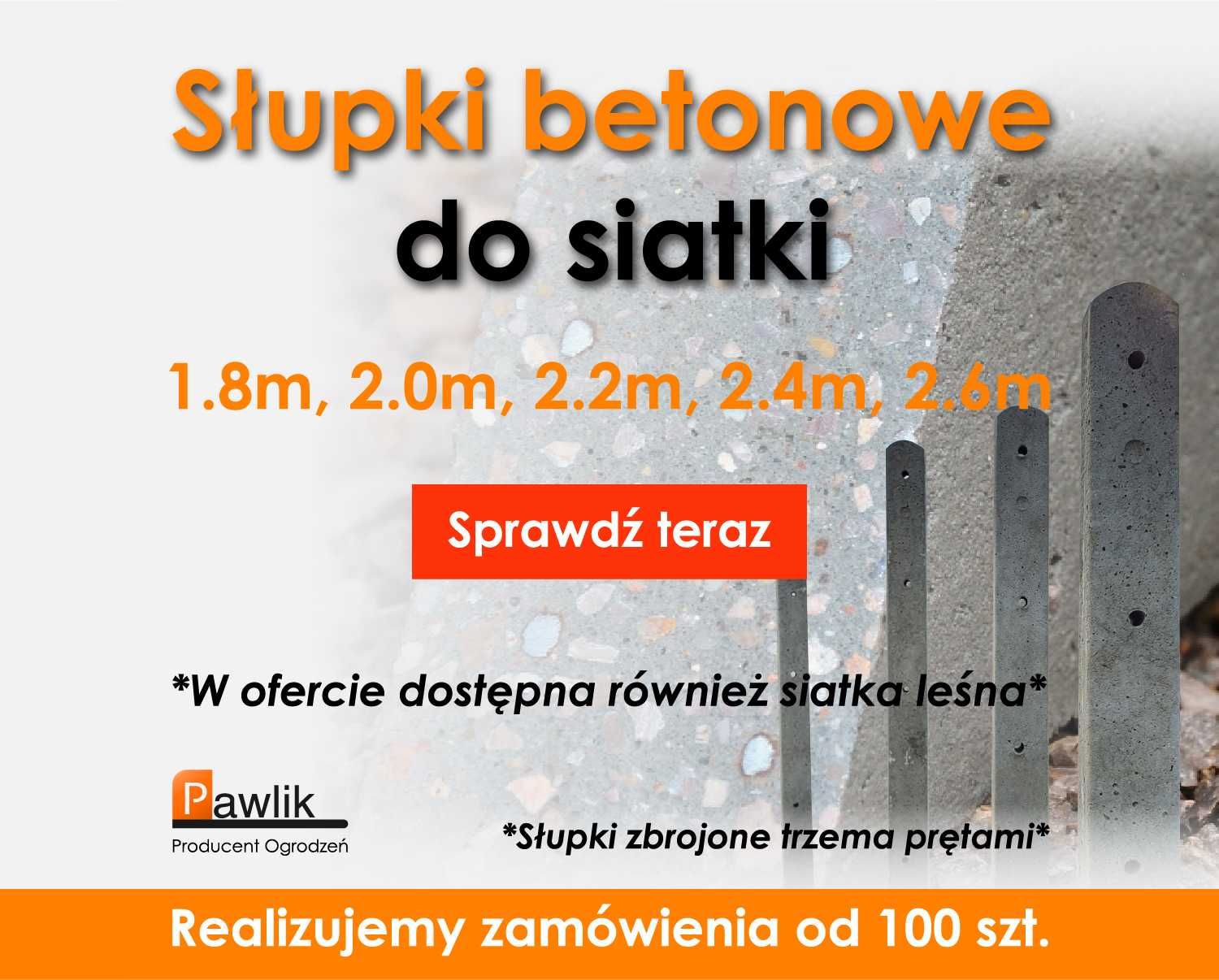 Słupek betonowy dla rolnictwa  2,0m  wgm1