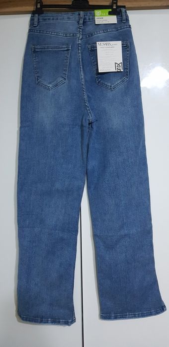 M.sara nowe elastyczne jeansy szwedy z rozcięciami po bokach r.xs
