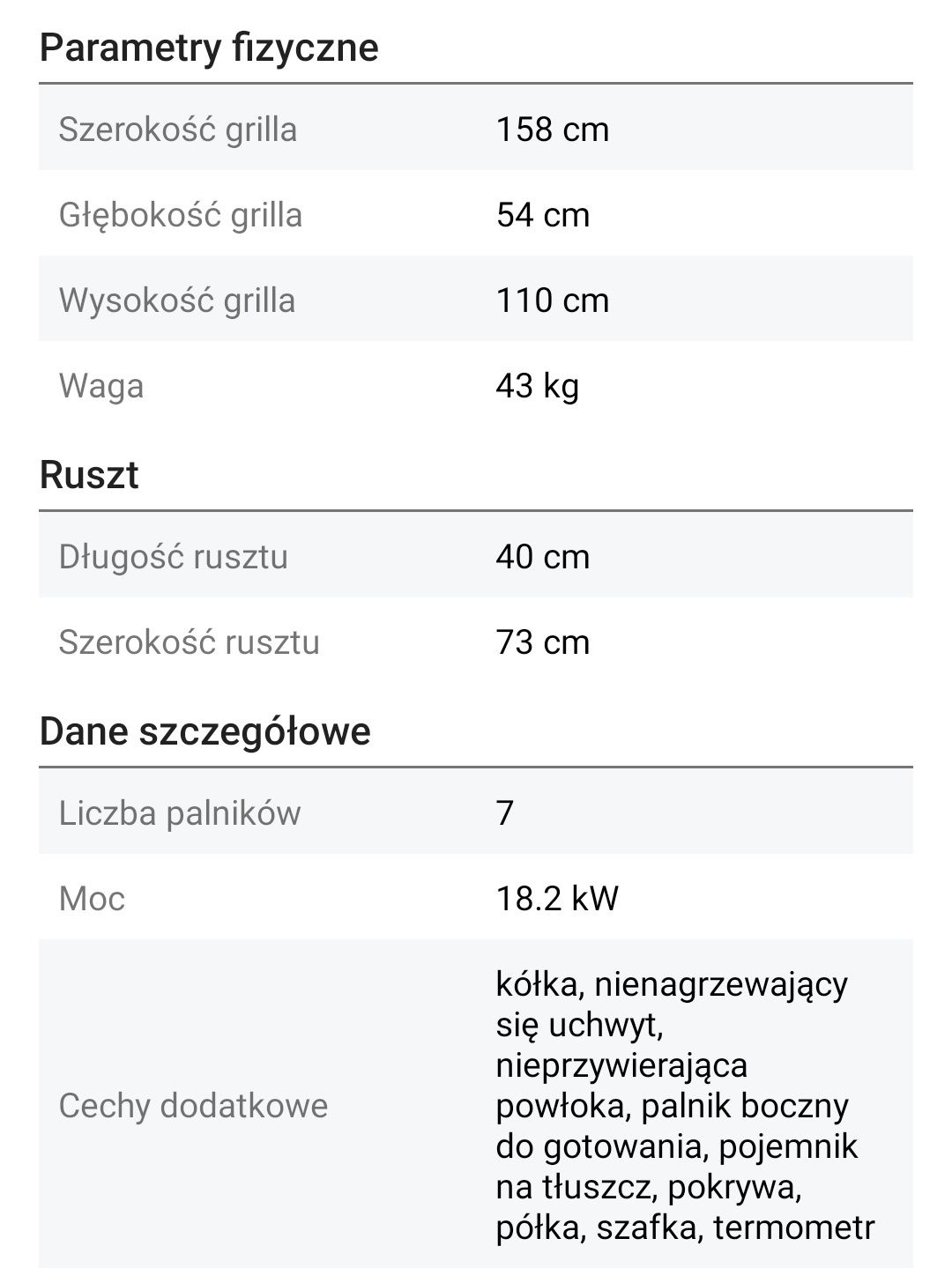 Grill gazowy Activa 18.2 kW