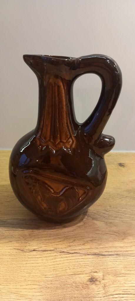 PRL VINTAGE CEPELIA porcelitowy dzbanek wazonik wazon karafka brązowa