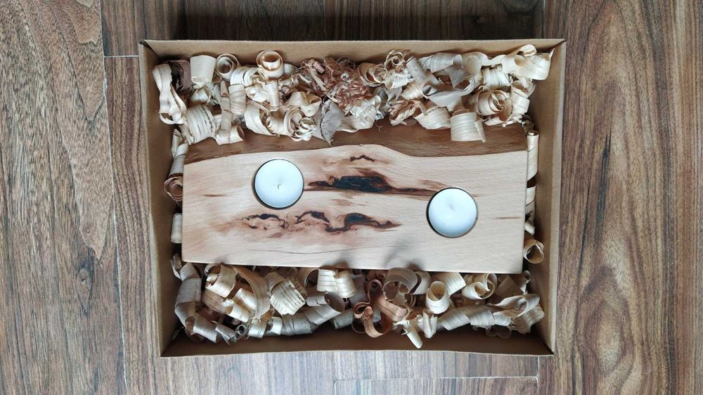 Świecznik Prezent Z Drewna Bukowego Typu Tealight 2