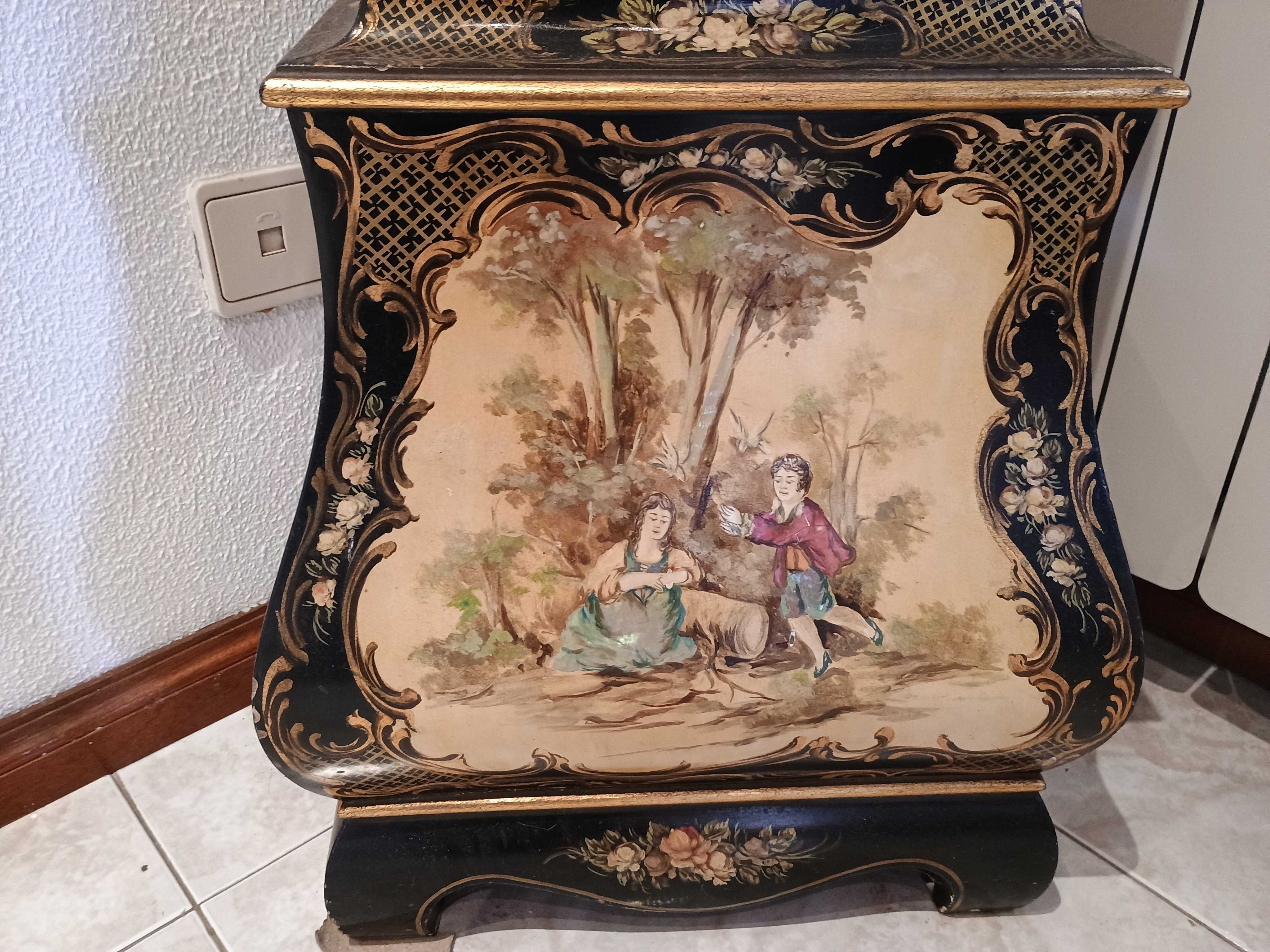 Relógio Pintado à Mão com Talha Dourada da Reguladora - Raro