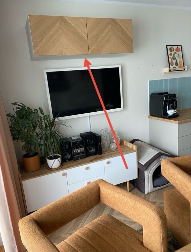 Szafka wiszaca IKEA BESTA biała dąb jasny jodełka pawlacz