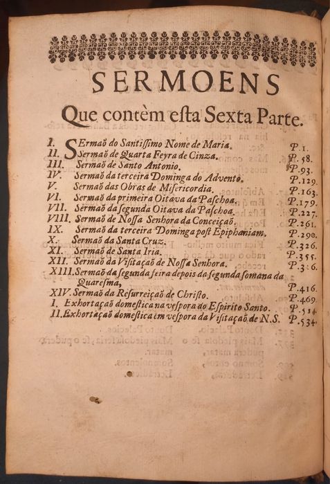 1.ª edição 1690 Sermões do Padre Antonio Vieira, Sexta Parte