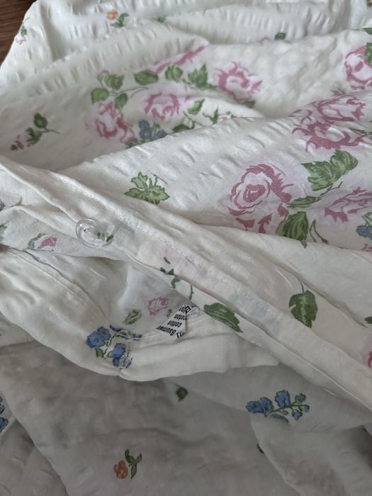 Pościel poszewka na kołdrę bawelna kora kwiaty kwiatki boho ecru róż