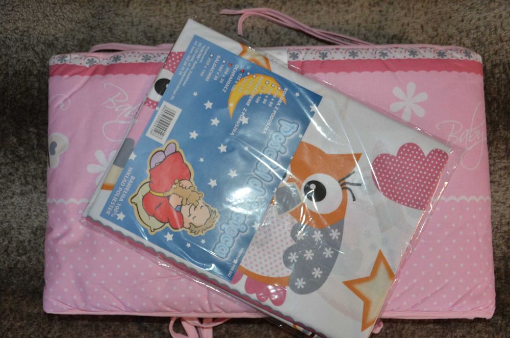 POŚCIEL dziecięca do łóżeczka BAWEŁNIANA + OCHRANIACZ sowy sówki