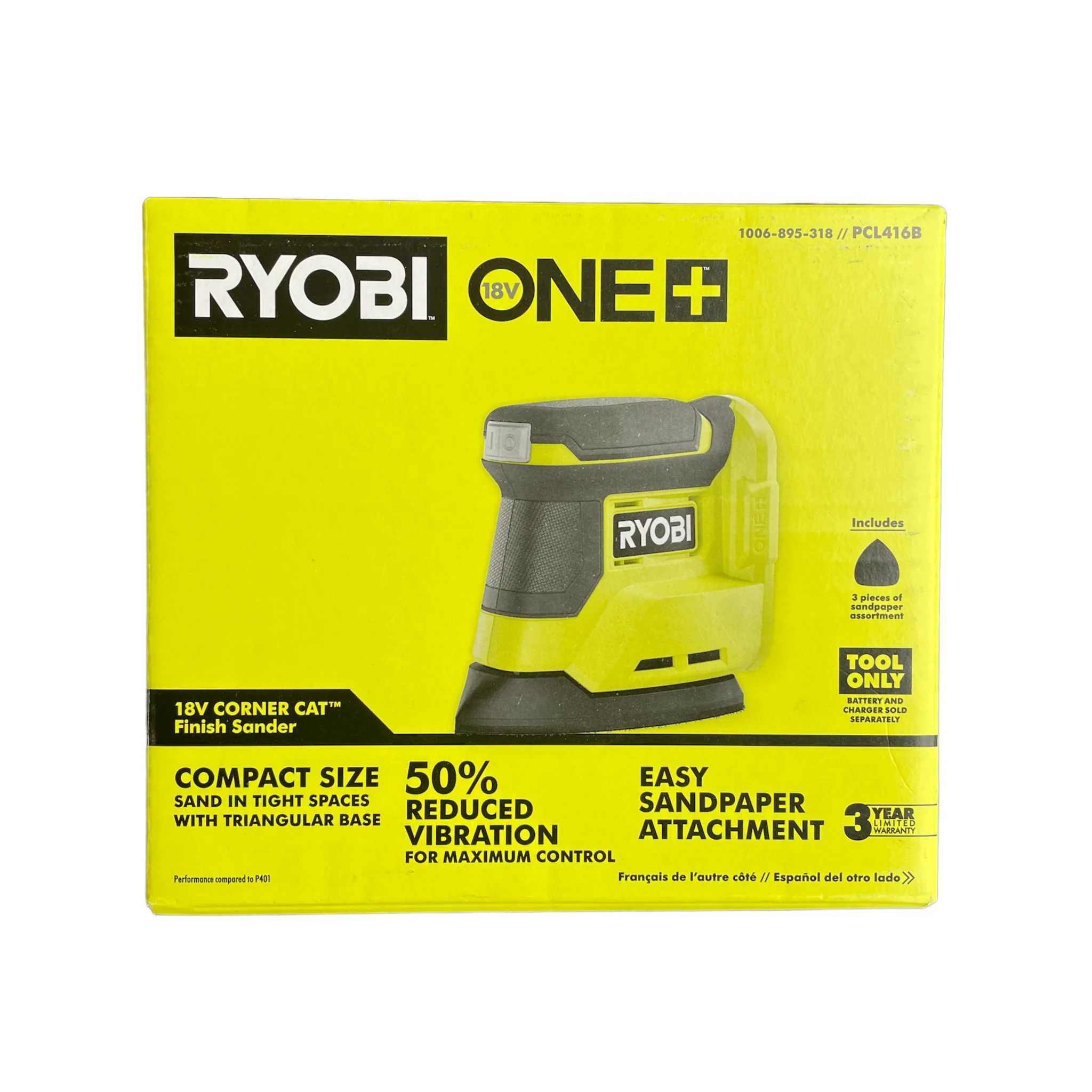 RYOBI ONE+ PCL416 18V вибрационная аккумуляторная шлифмашинка