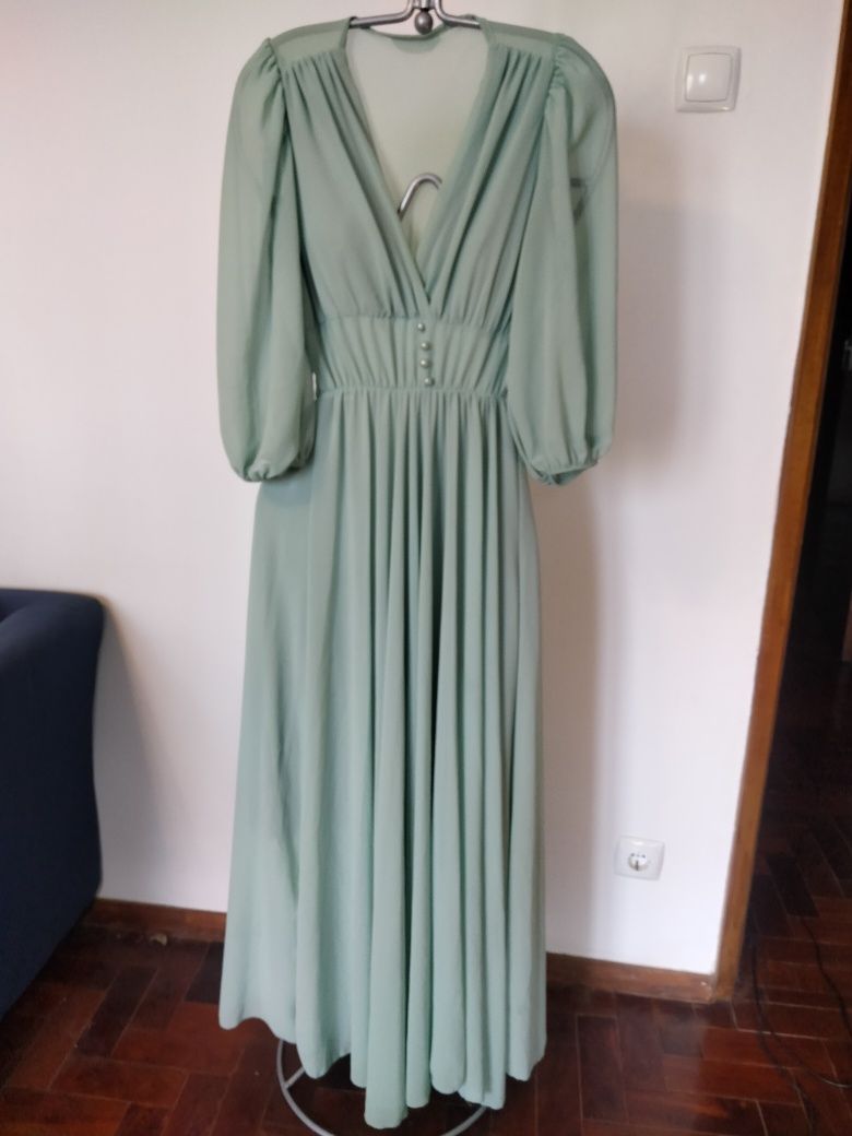 Vestido cerimónia verde menta