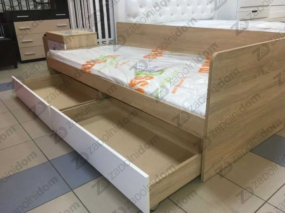 Кровать с выдвижным ящиком односпальная, двухъярусная
