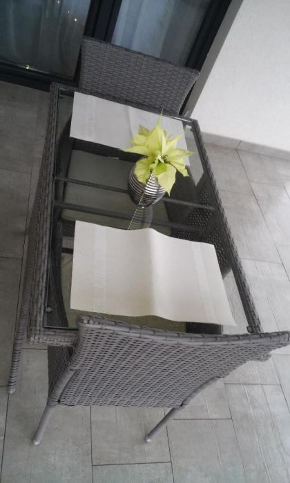 Meble ogrodowe,balkonowe, Technorattan,Stół+2 krzesła,Zestaw na balkon