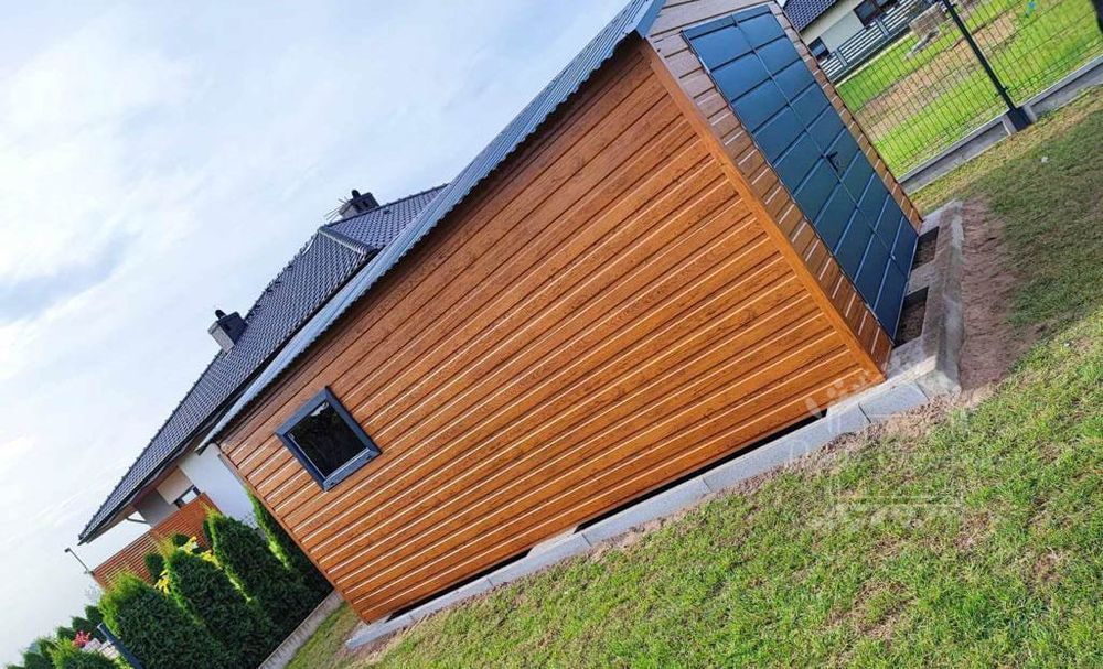 SCHOWEK DOMEK OGRODOWY 3m x 5m DWUSPAD brama okno drewnopodobny ID432