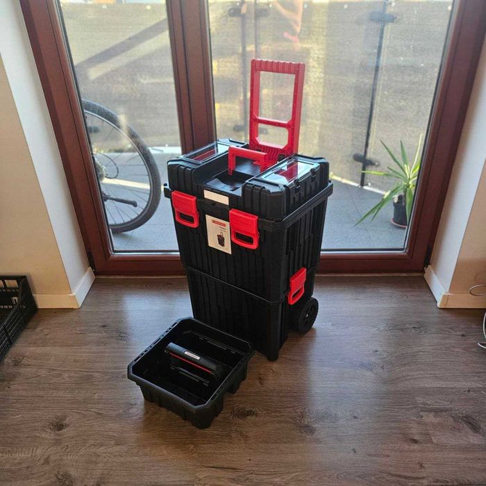 XXL Nowa Mocna Skrzynka Narzędziowa Na Kółkach Budowa+GRATIS Organizer