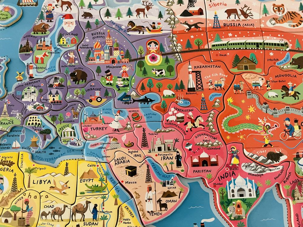 Magnetyczne puzzle Mapa świata Janod