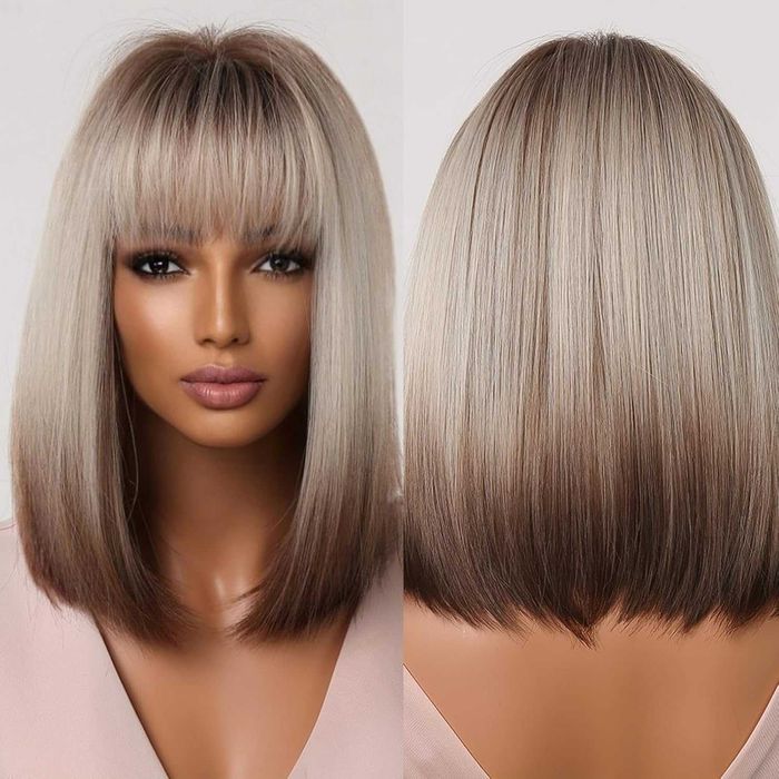 Peruka Ombre Blond Brązowa Bob