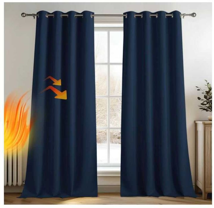 Zasłony zaciemniające, rozmiar 245x140, kolor ciemnoniebieski 2 sztuki