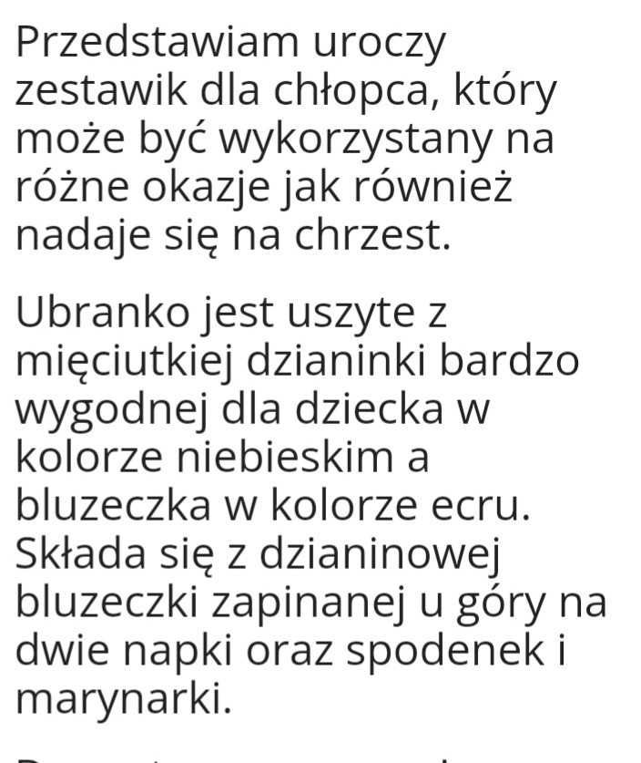 Ubranko do chrztu świętego. Chłopiec 56r.