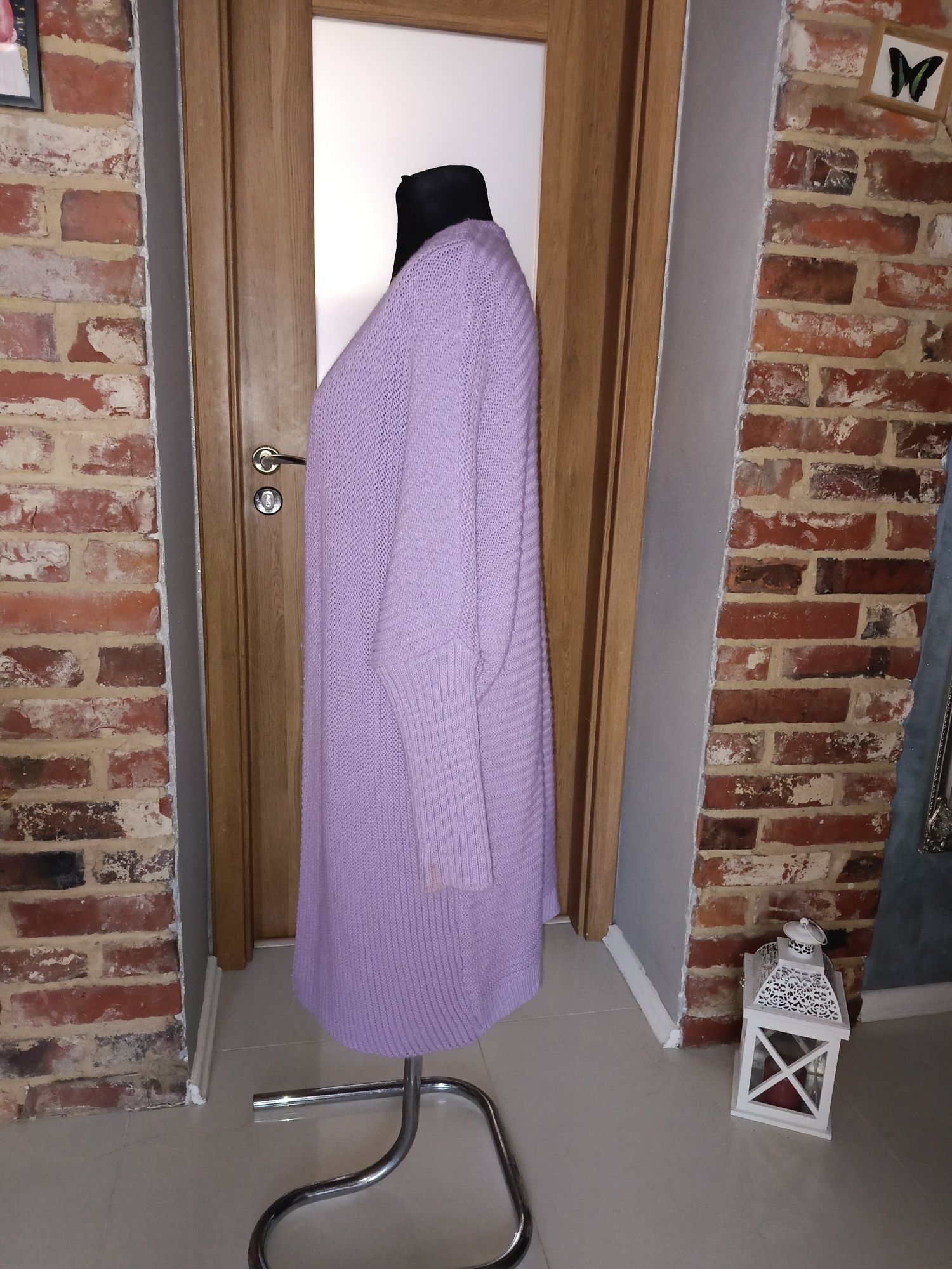 Piękny długo kardigan fiolet M-XXL oversize
