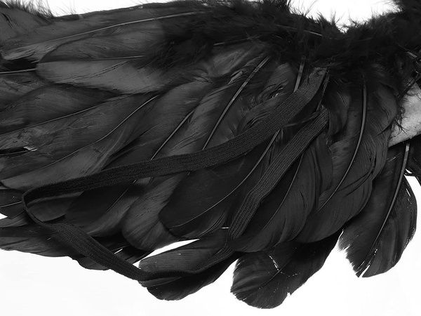 Czarne skrzydła anioła z piór strój bajkowy cosplay przebranie