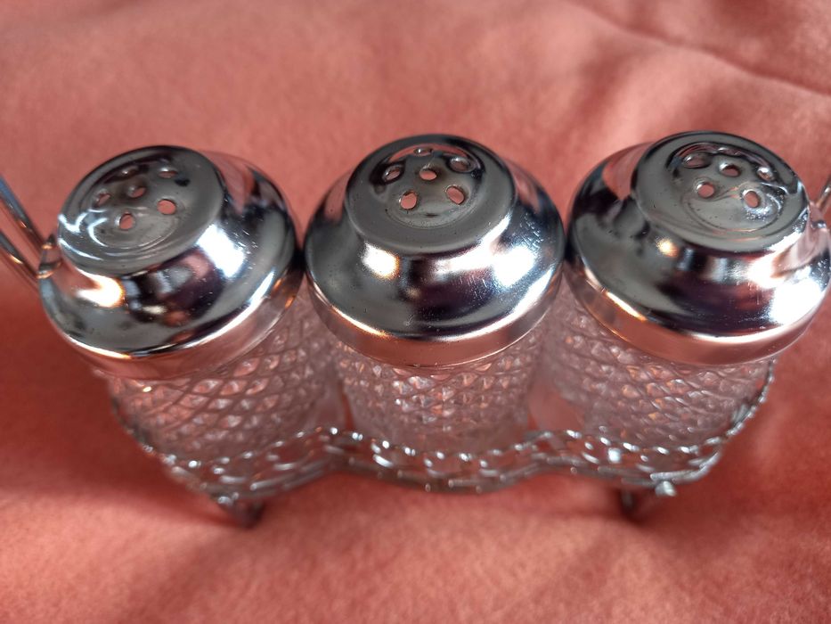 Conjunto de porta-especiarias para mesa - Cristal