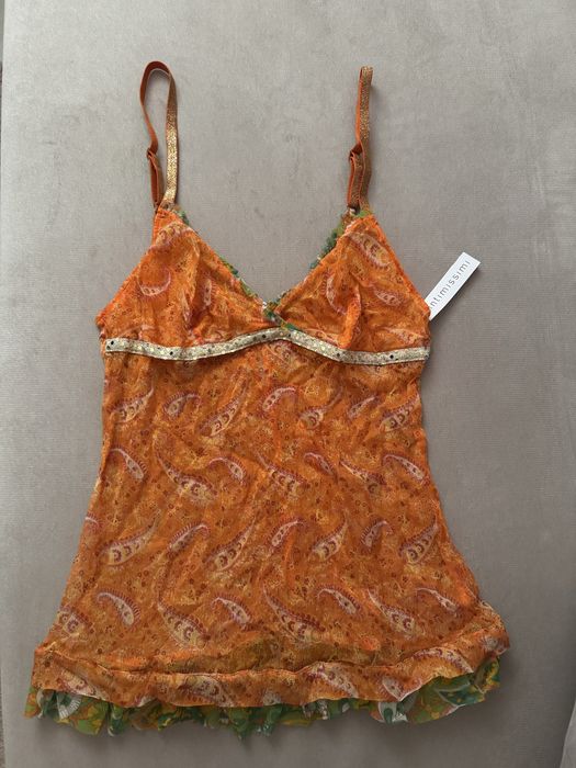 Koszulka bieliźniana pomarańowo-złota Canotte Donna IT S EU S