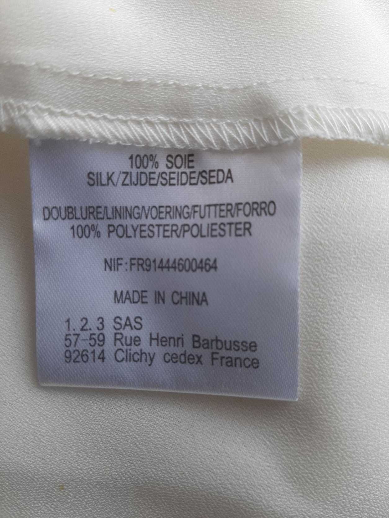 Śliczna kremowa sukienka, 100 % jedwab, Un 1 Deux 2 Trois 3, r. M