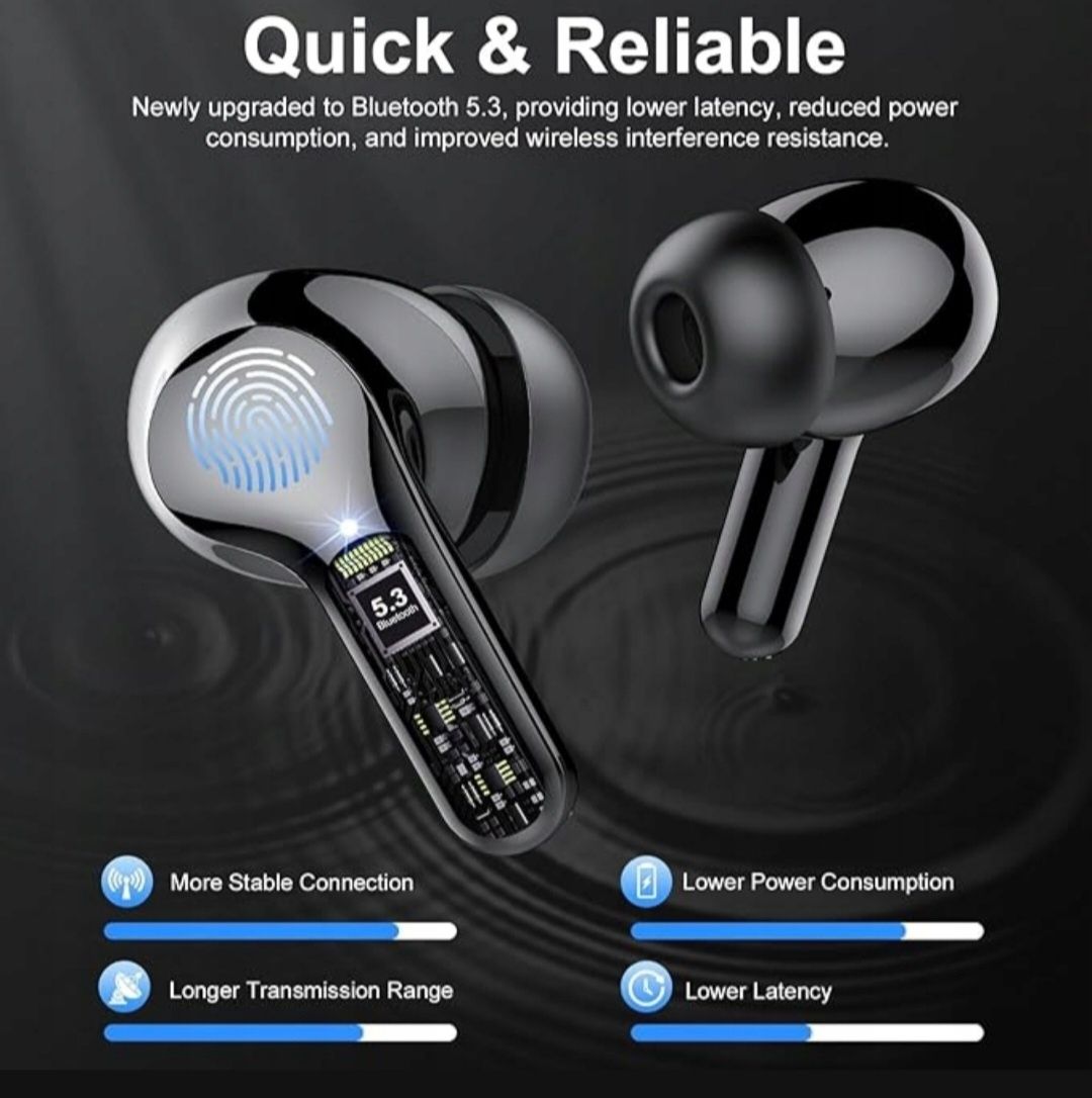 Bezprzewodowe słuchawki douszne Bluetooth 5.3 z 4 mikrofonami ENC I53
