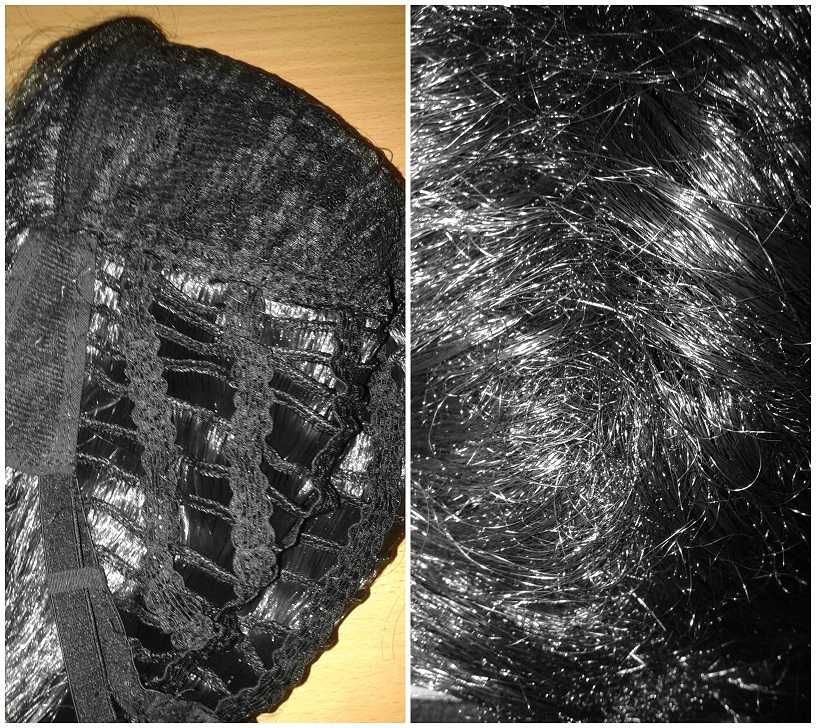Czarna puszysta peruka z przedziałkiem karbowana gęsta cosplay wig