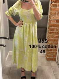 M&S długa maxi sukienka 100% cotton, rozmiar 46 18