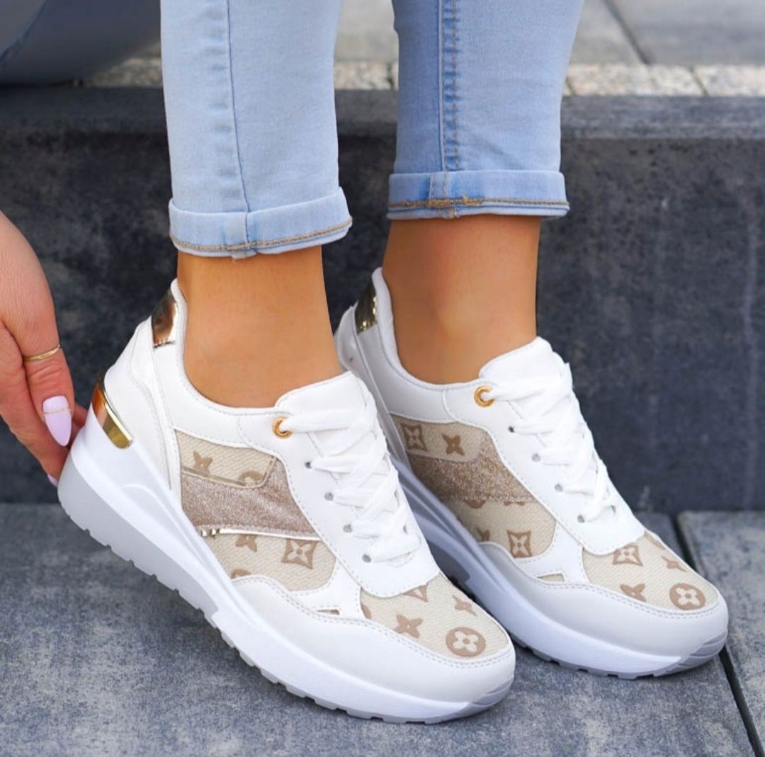 36 37 38 adidasy 39 40 41 na niskiej koturnie z printem LV Louis vuitt