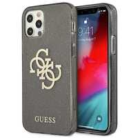 Etui Guess Glitter 4G Logo do iPhone 12 Pro Max, Czarny