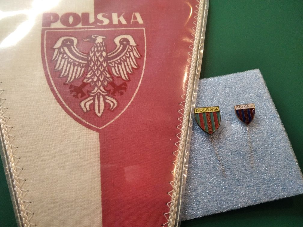 POLONIA BYTOM - ZESTAW - 2 odznaki + proporczyk / proporzec