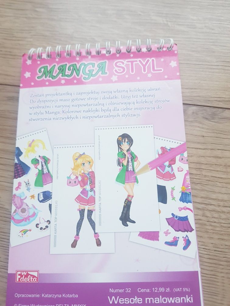 Książka Manga Styl z naklejkami wesołe malowanki