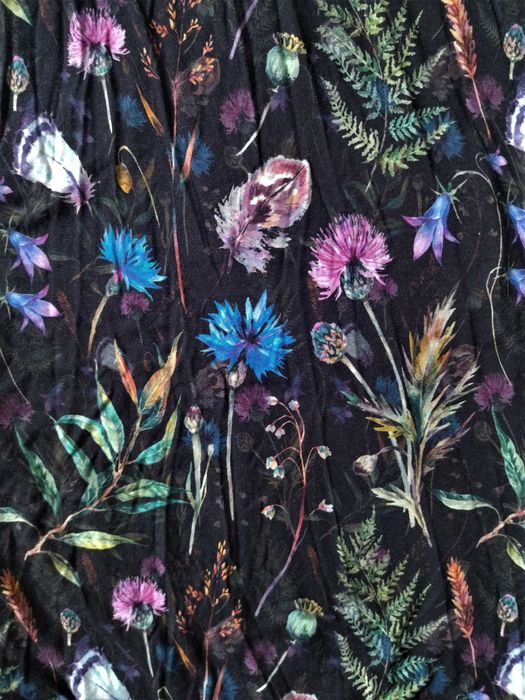 Bluzka w kwiaty, rękaw 3/4, dół z troczkiem, wiskoza, Tola, 40