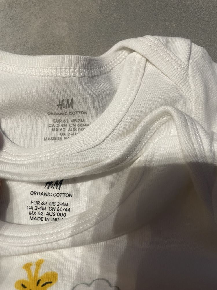 2 szt koszulki krótki rękaw H&M 62 cm