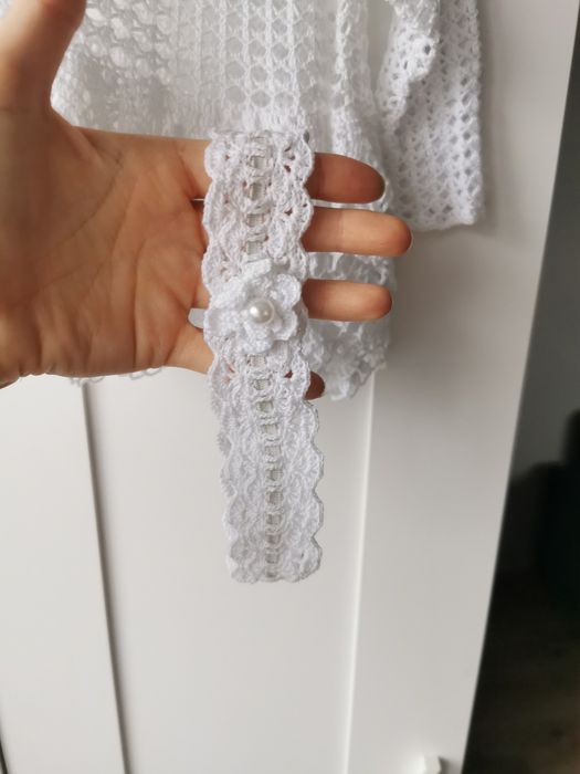 Komplet Sukienka na chrzest ręcznie robiona