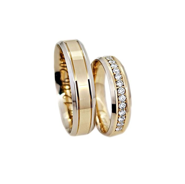 Obrączka z diamentami rząd dookoła szerokość 3.5 mm złoto 585 14K