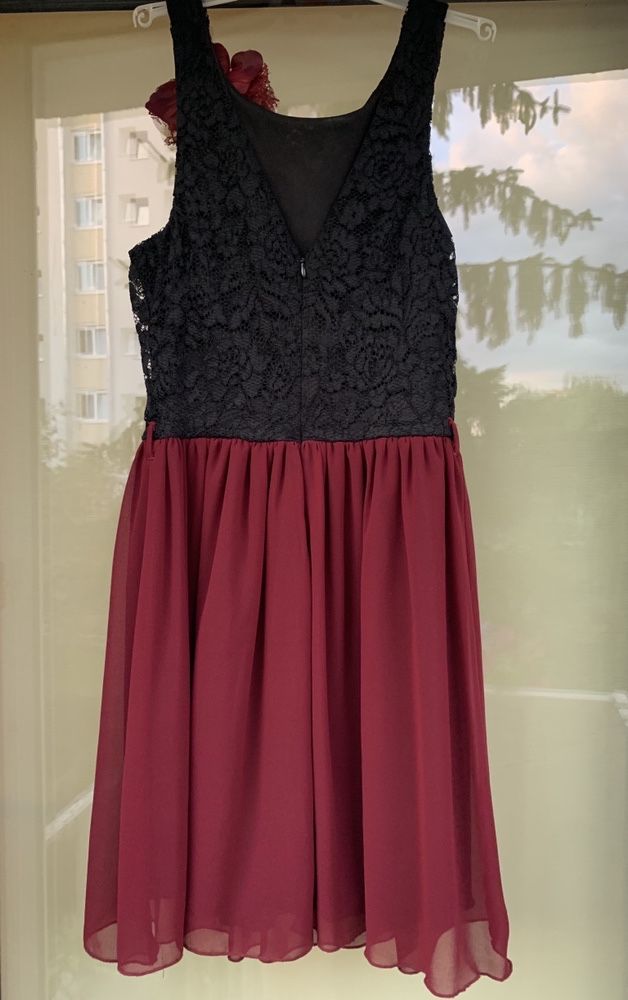 Czarno bordowa sukienka 38(M) marki New Look sylwester